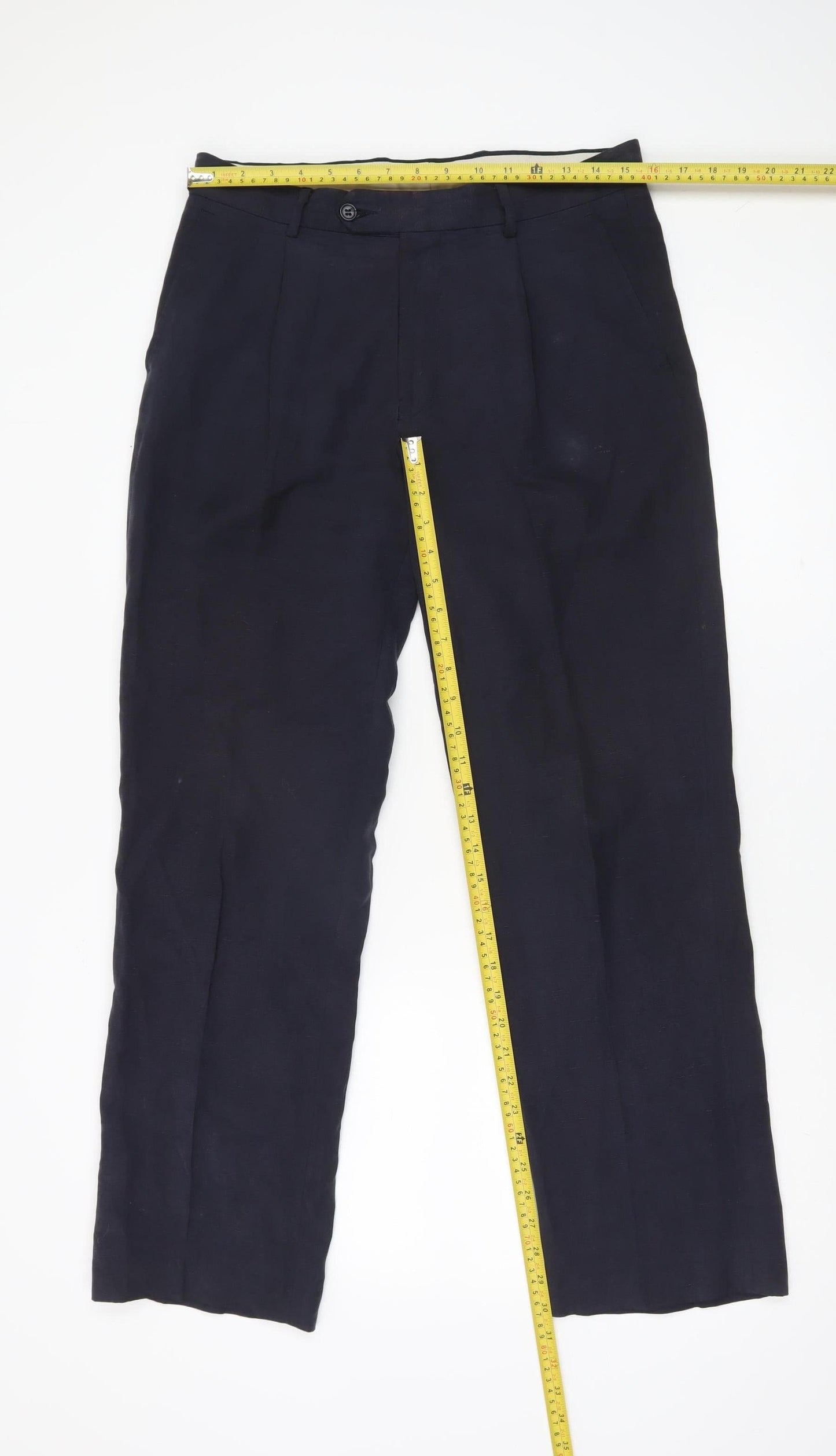 Ultimo Men's Blue Trousers 32S Straight Leg