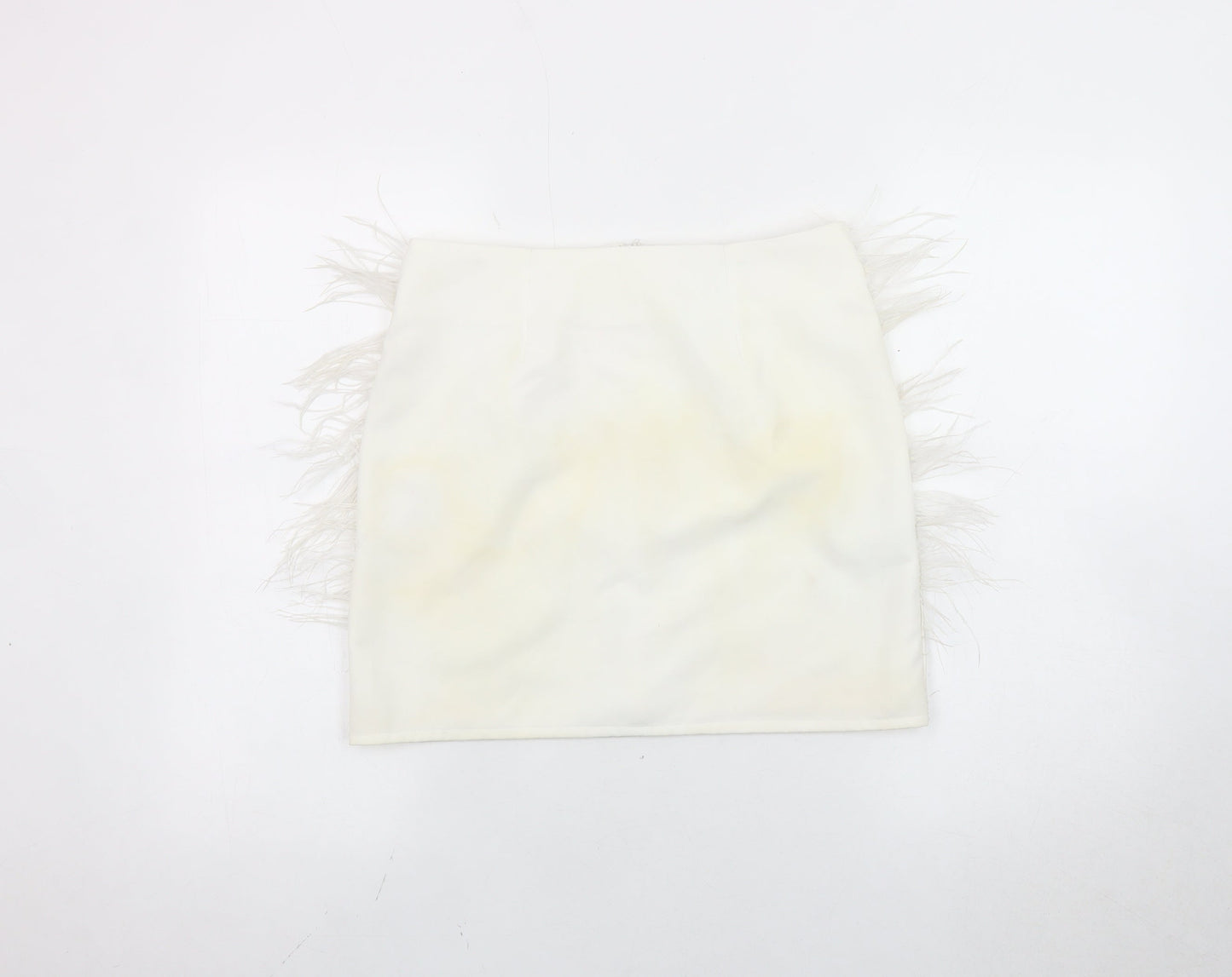 Boohoo Women's White Fringe Pencil Skirt UK 12