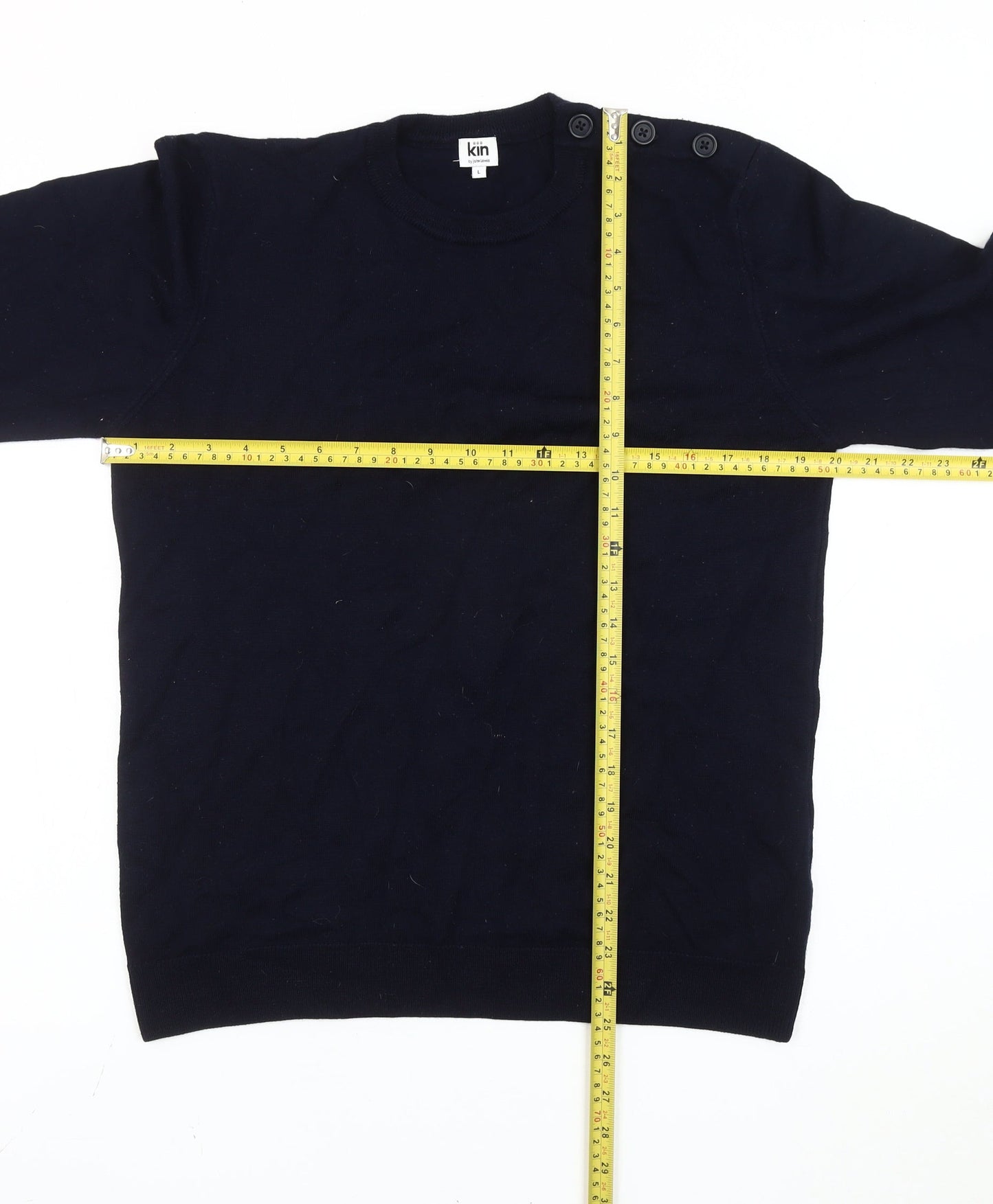 Kin by John Lewis Unisex Black Crew Neck Jumper L