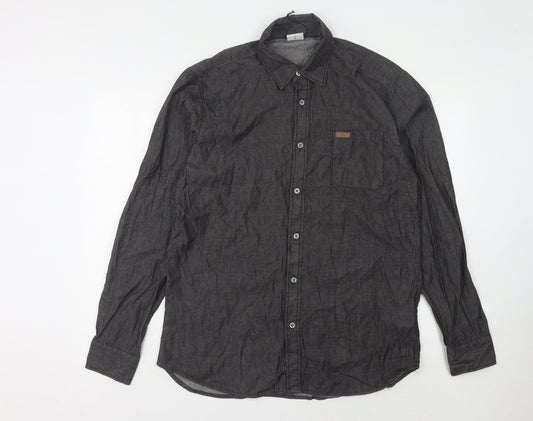Lee Cooper Men's Black Long Sleeve Button-Up Shirt