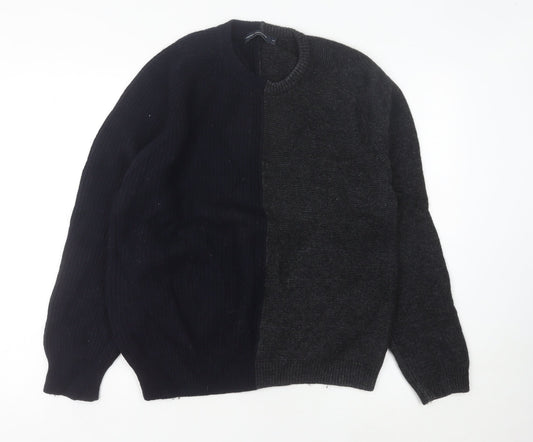 French Connection Men's Black Grey Pullover Jumper M