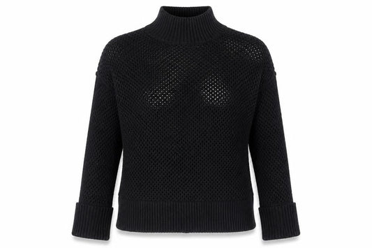 Next Black Open-Knit High Neck Jumper Size 10