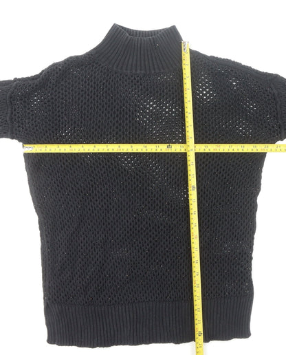 Next Womens Black Open-Knit High Neck Jumper Size 10