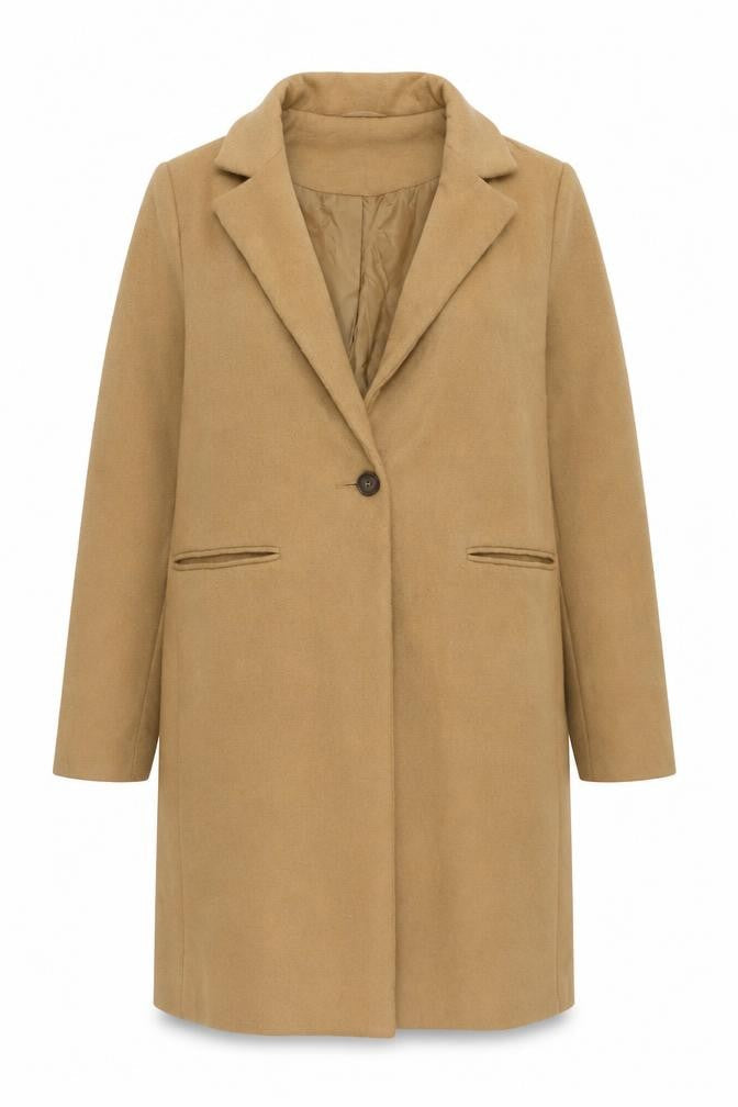 New Look Women's Beige Mid-Length Coat, Size 12, Classic Style