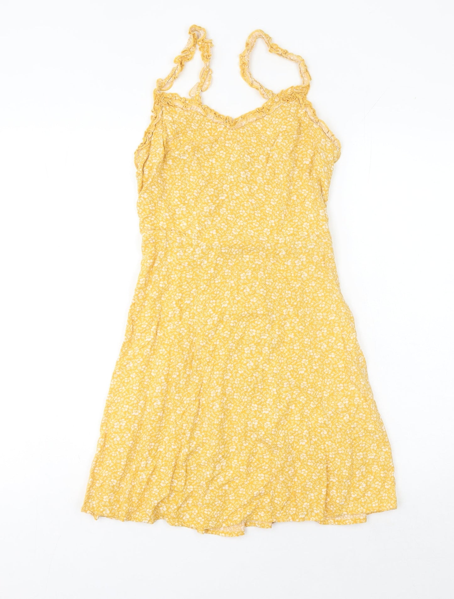 New Look Women's Yellow Floral Dress Size 8