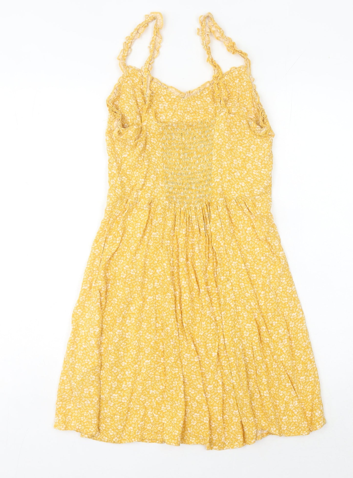 New Look Women's Yellow Floral Dress Size 8