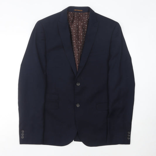 Next Men's Blue Blazer, 42 L, Notch Lapel Winter Formal