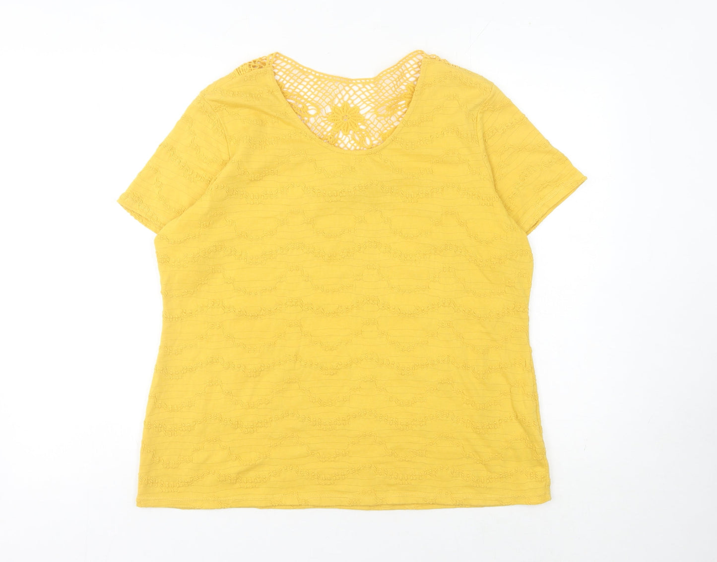 Marks and Spencer Women's Yellow Crochet T-Shirt