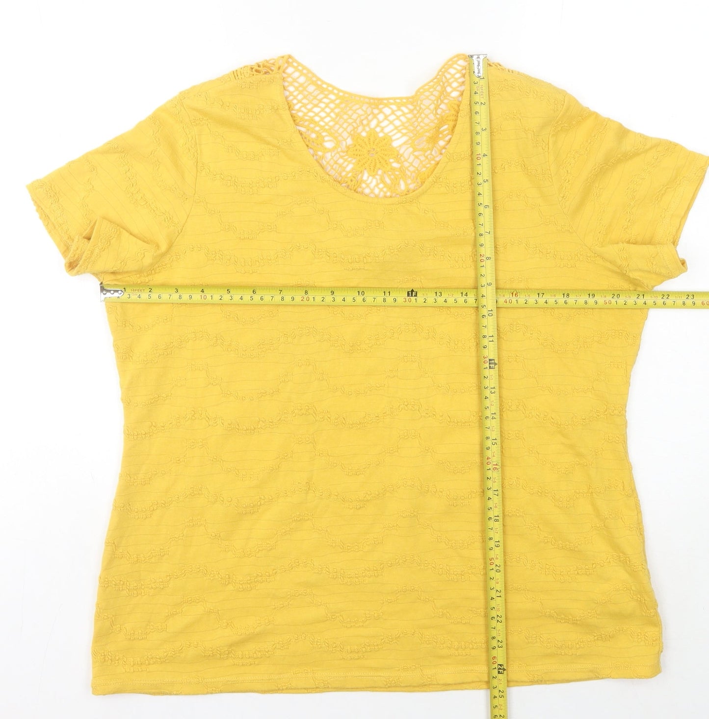 Marks and Spencer Women's Yellow Crochet T-Shirt