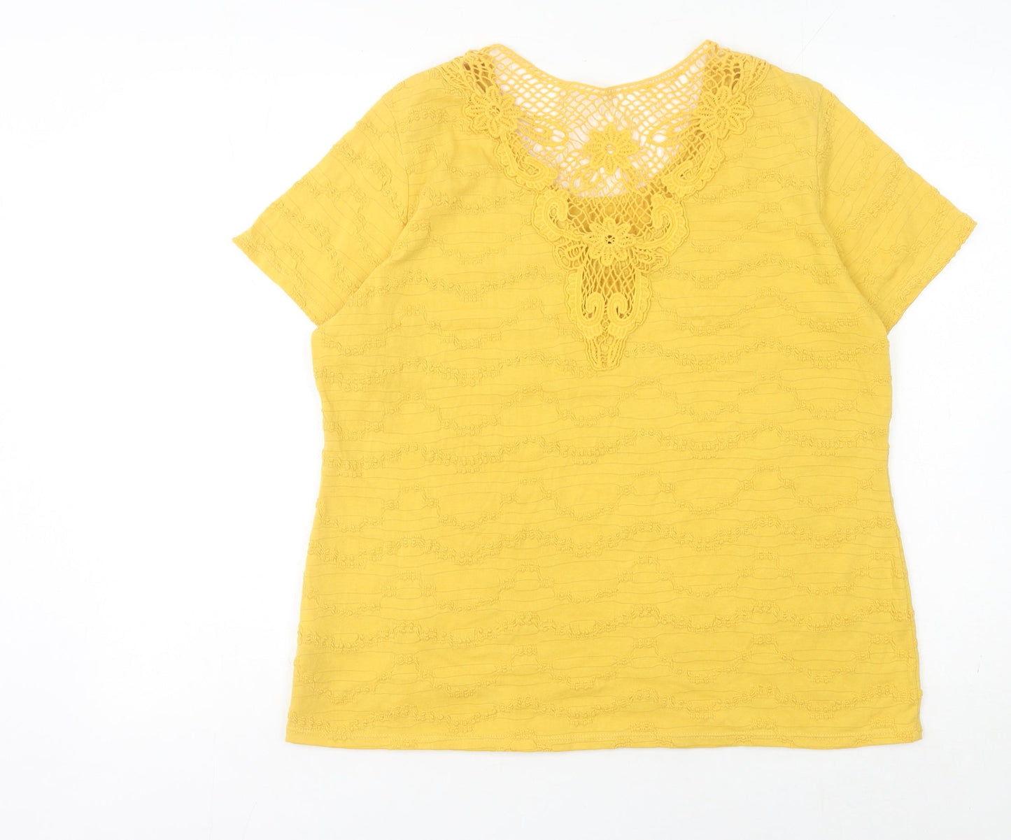 Marks and Spencer Women's Yellow Crochet T-Shirt