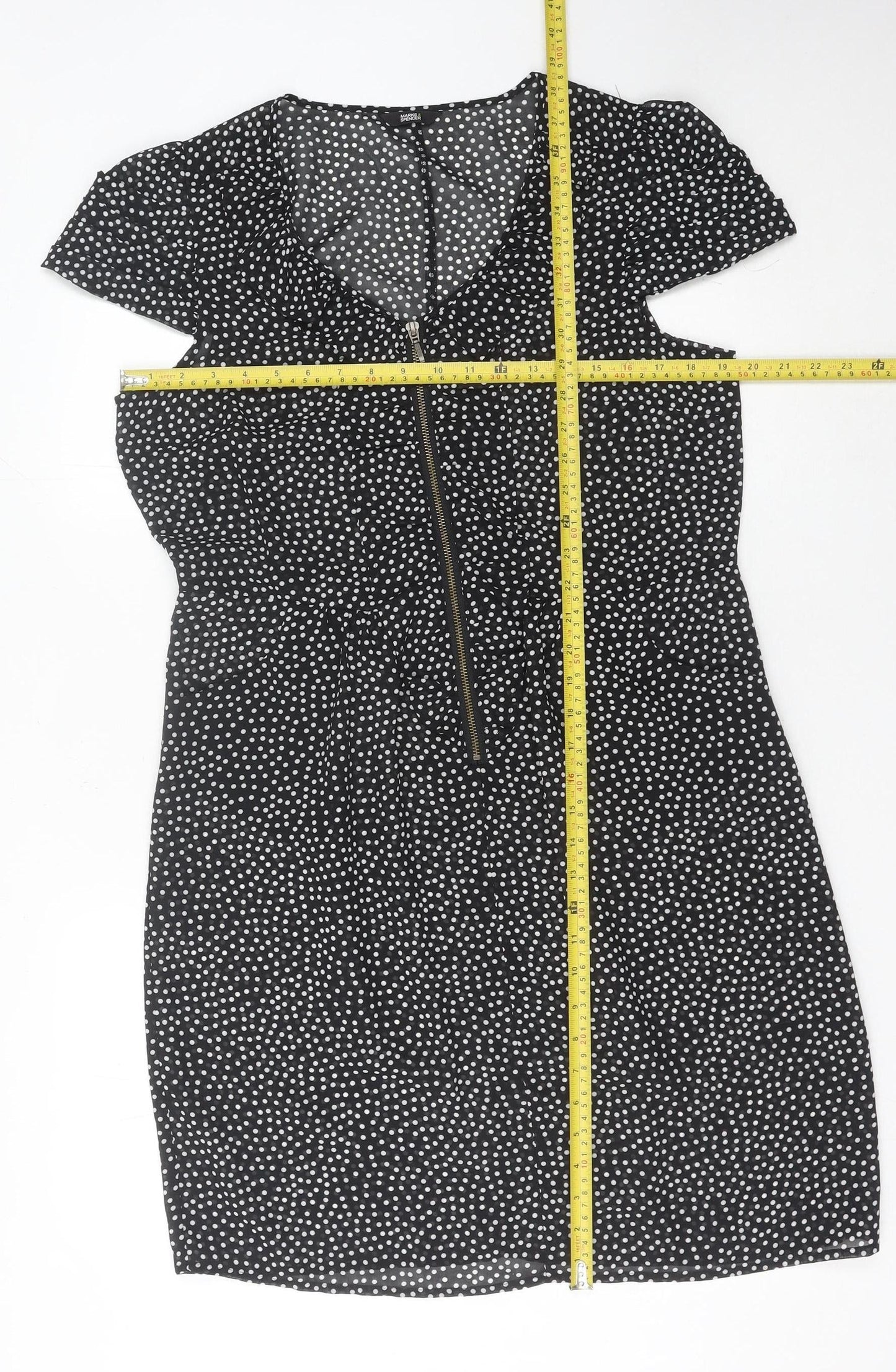 Marks and Spencer Women's Black Polka Dot Sheath Dress 14