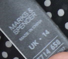 Marks and Spencer Women's Black Polka Dot Sheath Dress 14