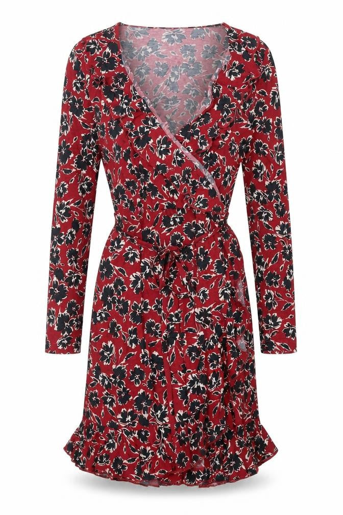 French Connection Women's Red Wrap Dress Size 6