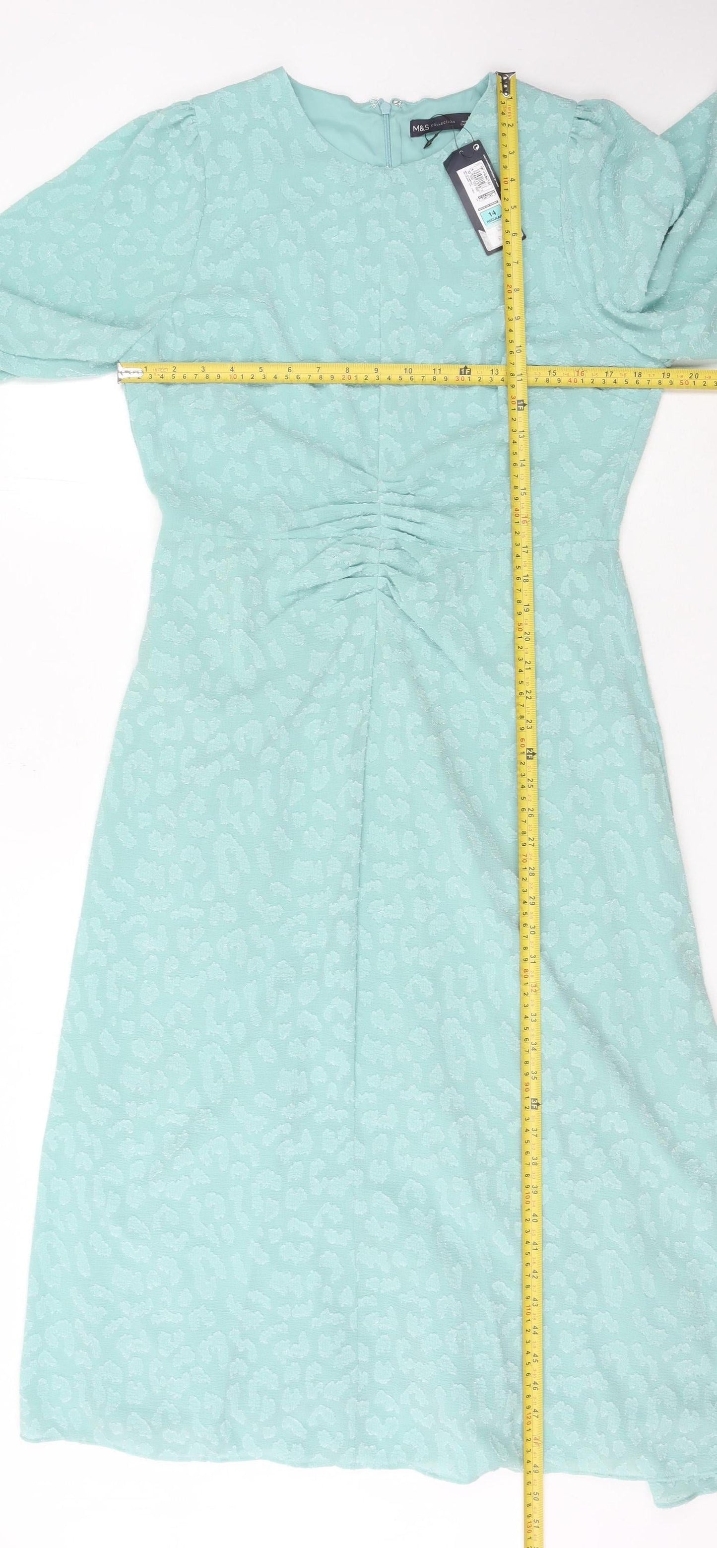 Marks and Spencer Midi Green Dress - Women's Size 14