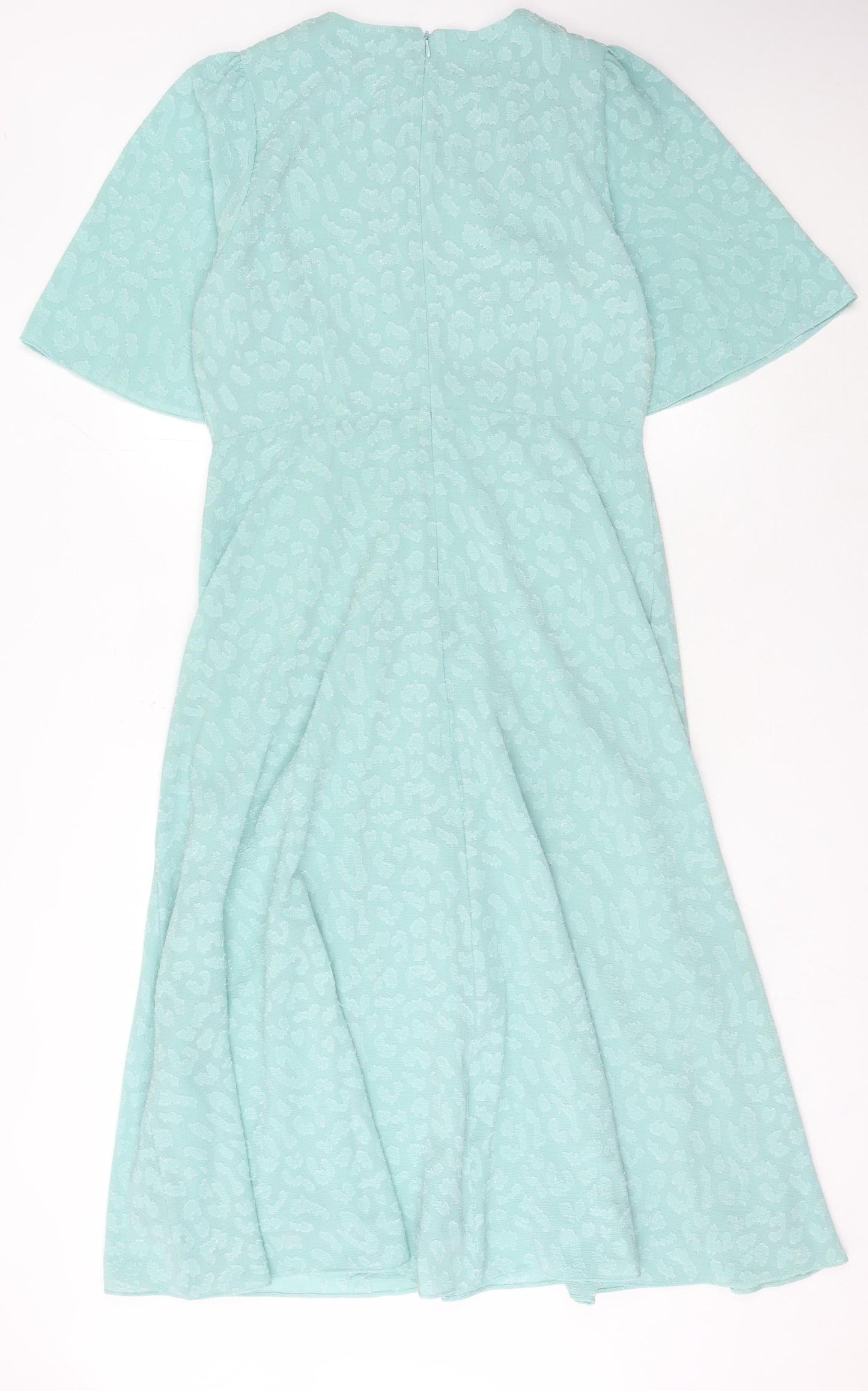 Marks and Spencer Women Green Jacquard Dress Size 14