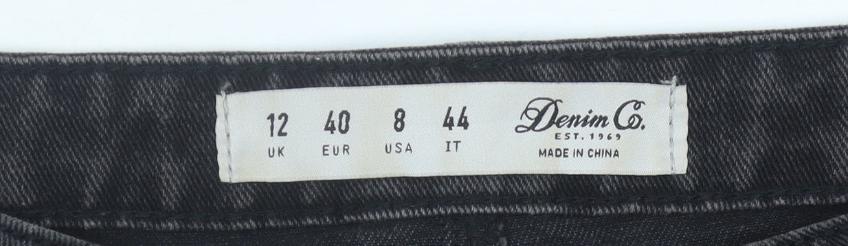 Denim Co Women's Black A-Line Denim Skirt, Size 12