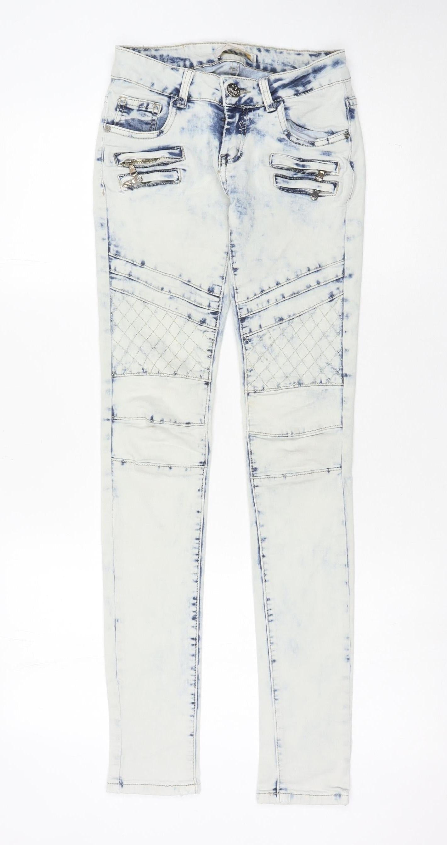 Lexxury Womens Blue White Skinny Jeans S