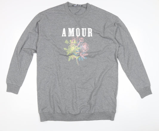 Very Grey Floral Sweatshirt Women’s L Pullover