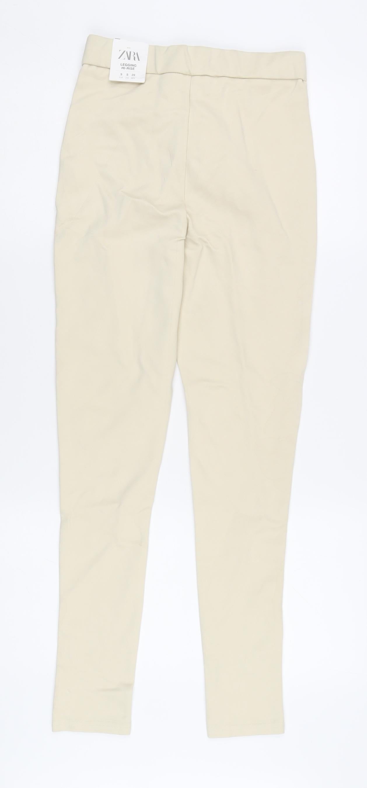 Zara Women's Beige High-Rise Leggings S