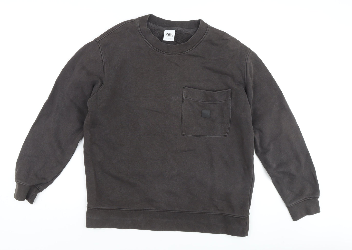 Zara Unisex Black Crew Neck Sweatshirt Size 14