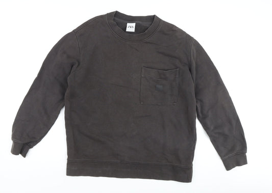 Zara Unisex Black Crew Neck Sweatshirt Size 14
