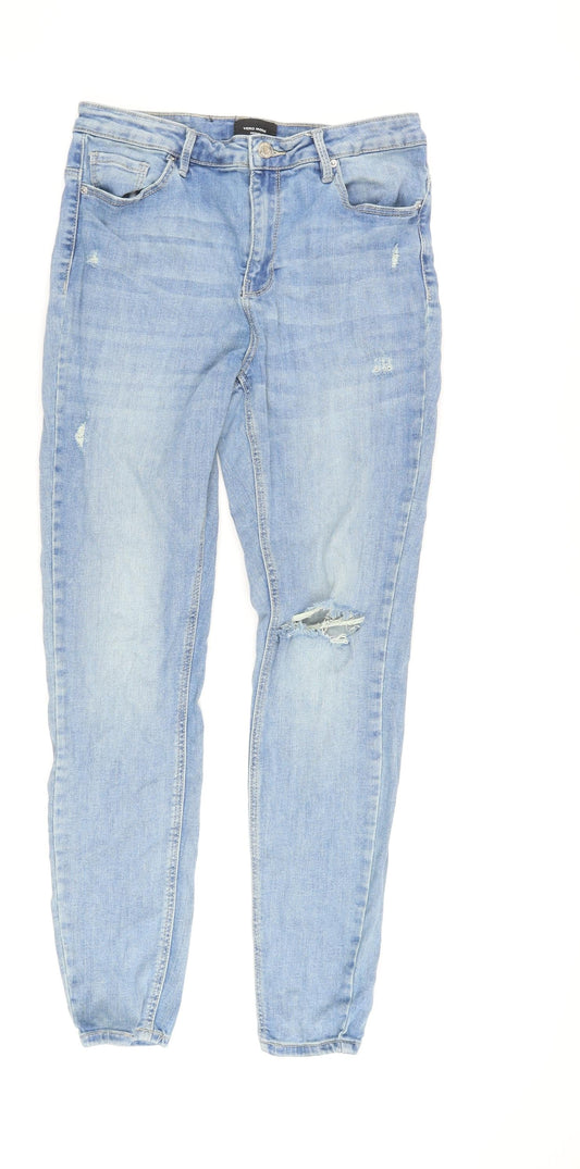 Vero Moda Women's Blue Distressed Boyfriend Jeans M