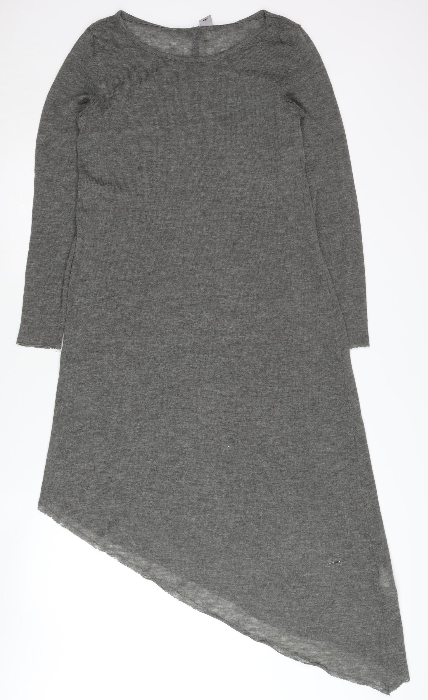 H&M Women's Grey Asymmetric Long Sleeve Dress S