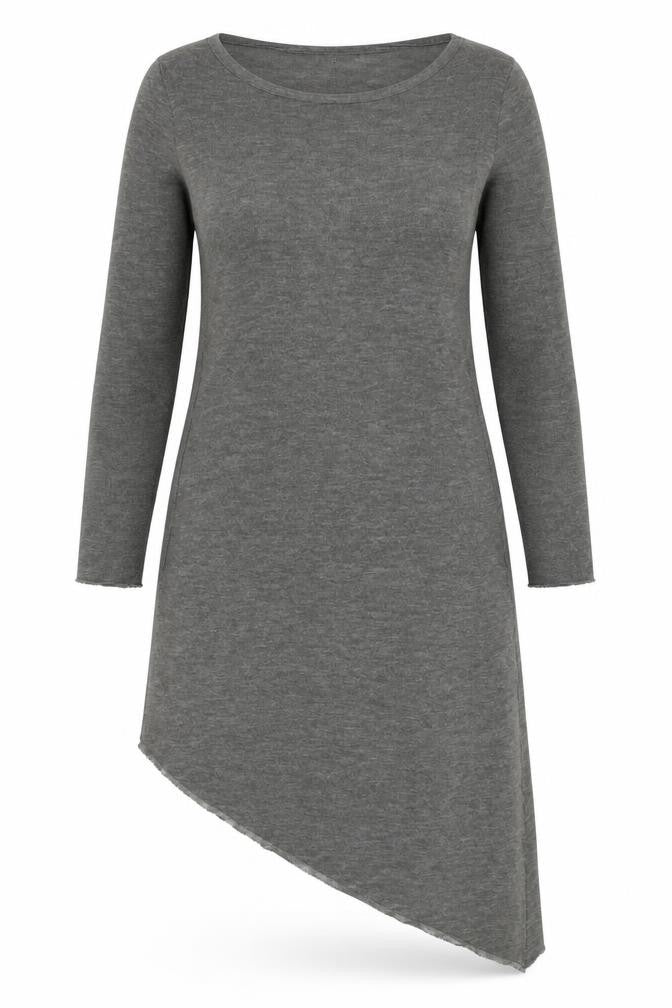 H&M Women's Grey Asymmetric Long Sleeve Dress S