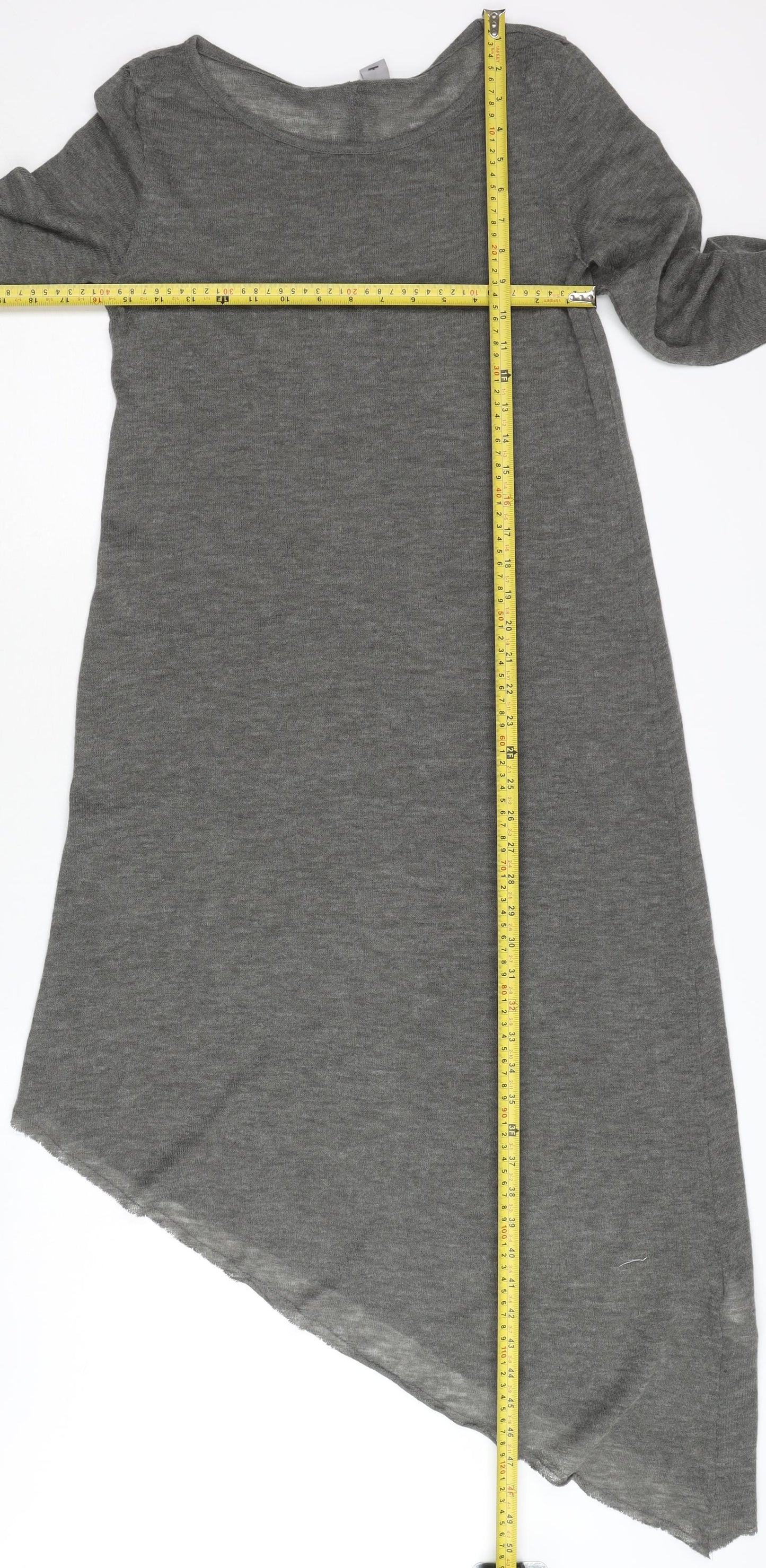 H&M Women's Grey Asymmetric Long Sleeve Dress S