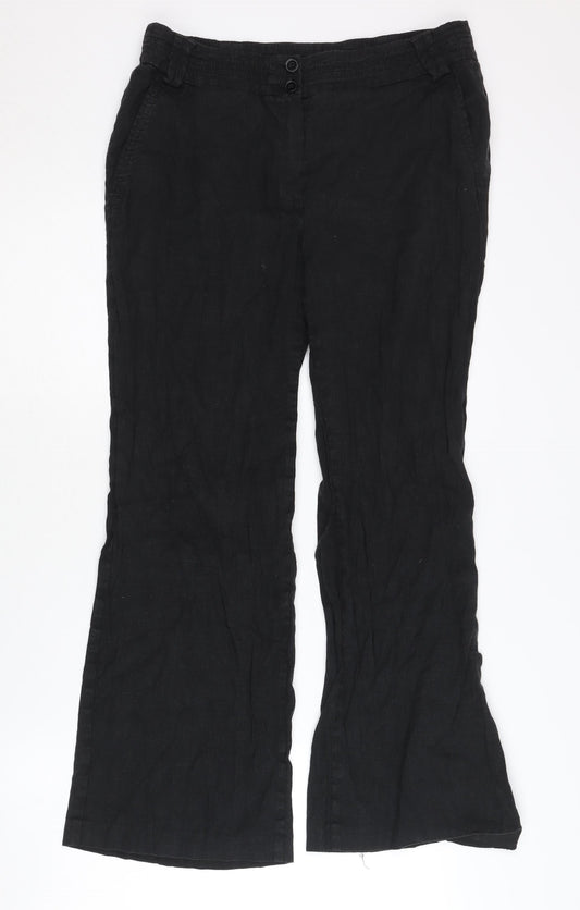 Marks and Spencer Black Womens Flared Trousers Size 12