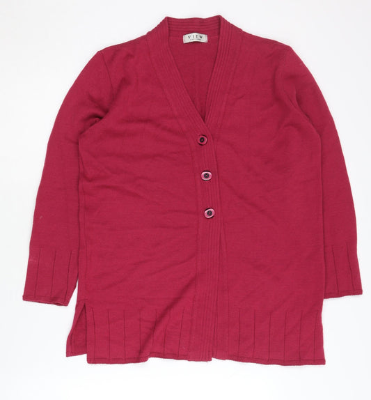 VIEW Women's Red Cardigan V-Neck Size 5 Casual