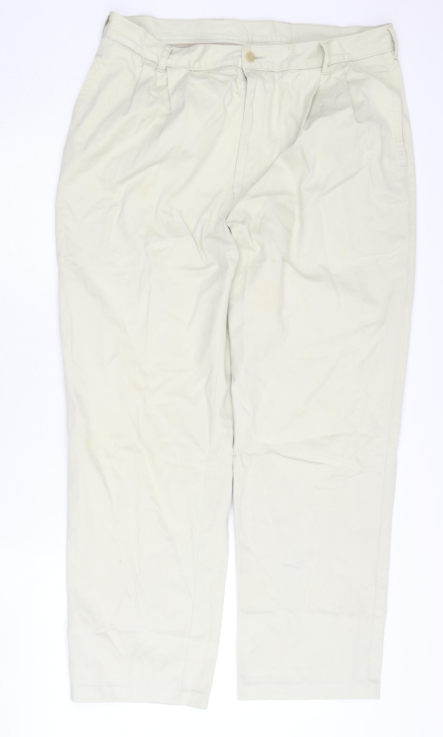 BHS Men's Beige Chino Trousers 36W 30L Casual Cotton