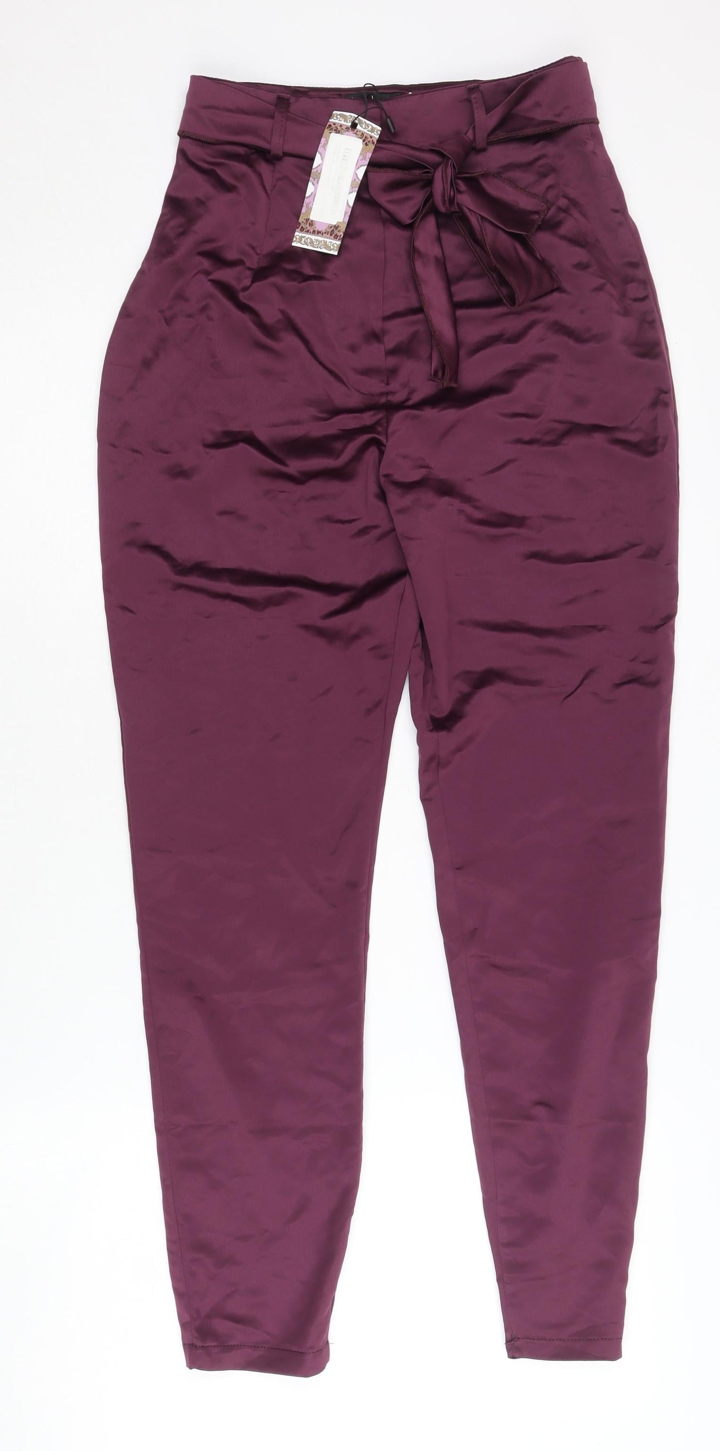 Boohoo Women's Purple Paperbag Trousers Size 6