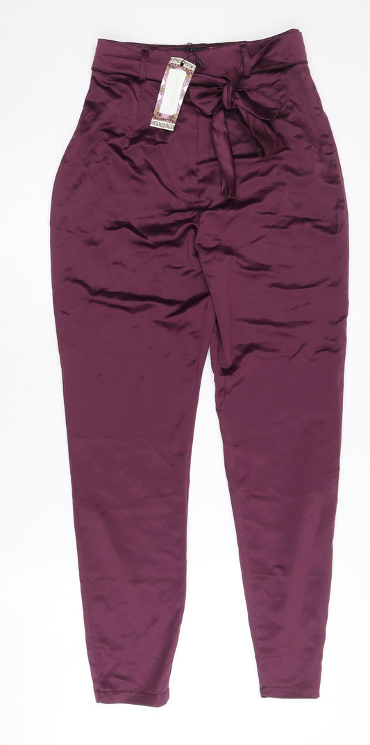 Boohoo Women's Purple Paperbag Trousers Size 6