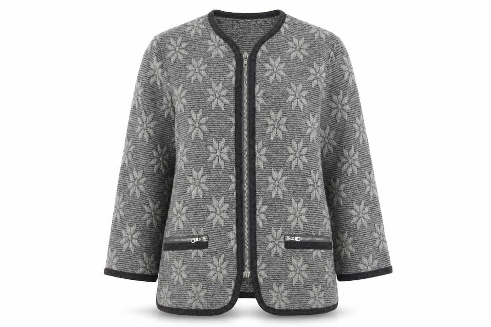 M&Co Women's Grey Wool Alpaca Geometric Jacket Size 12