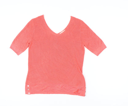 Marks & Spencer Women's Pink V-Neck Pullover, Size 12, Casual Knit