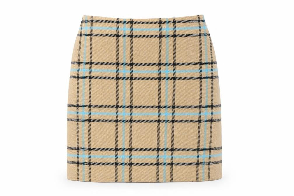 Marks & Spencer Women's Beige Check Pencil Skirt, Size 8
