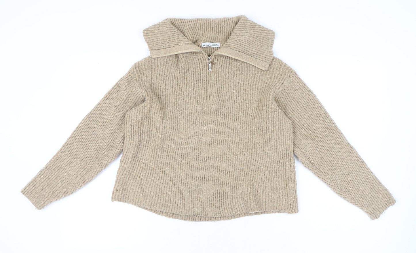 Pull & Bear Women's Beige Full Zip Jumper, Size 12