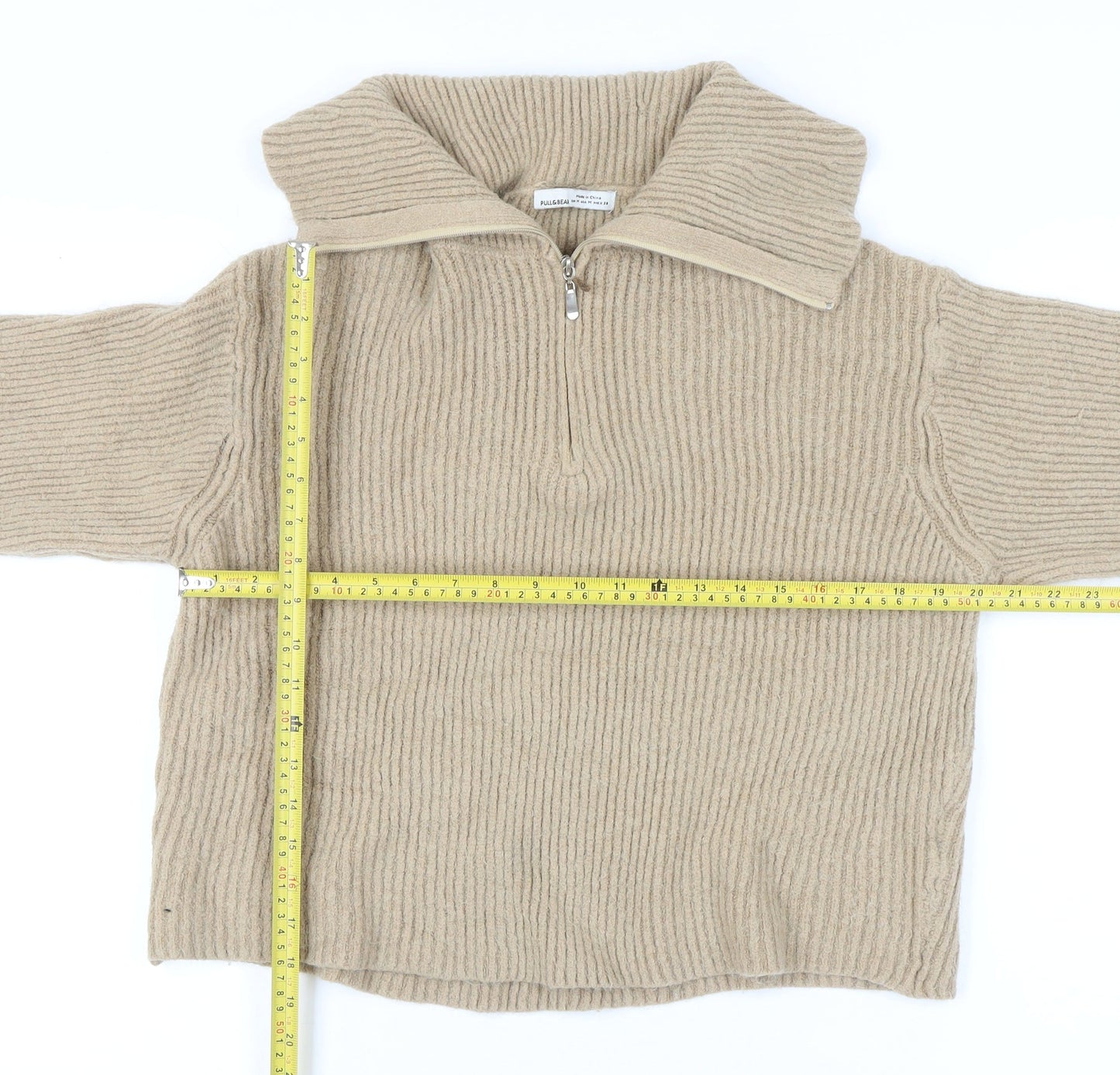 Pull & Bear Women's Beige Full Zip Jumper, Size 12