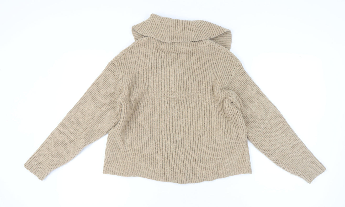 Pull & Bear Women's Beige Full Zip Jumper, Size 12