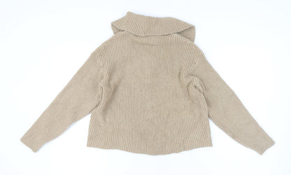 Pull&Bear Women's Beige Full Zip Jumper, Size 12
