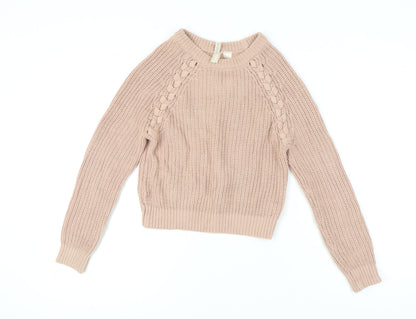 Divided Womens Beige Chunky-Knit Pullover Jumper XS