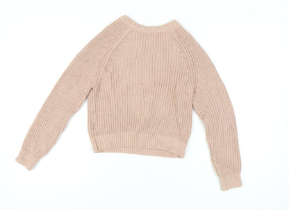 Divided Womens Beige Chunky-Knit Pullover Jumper XS