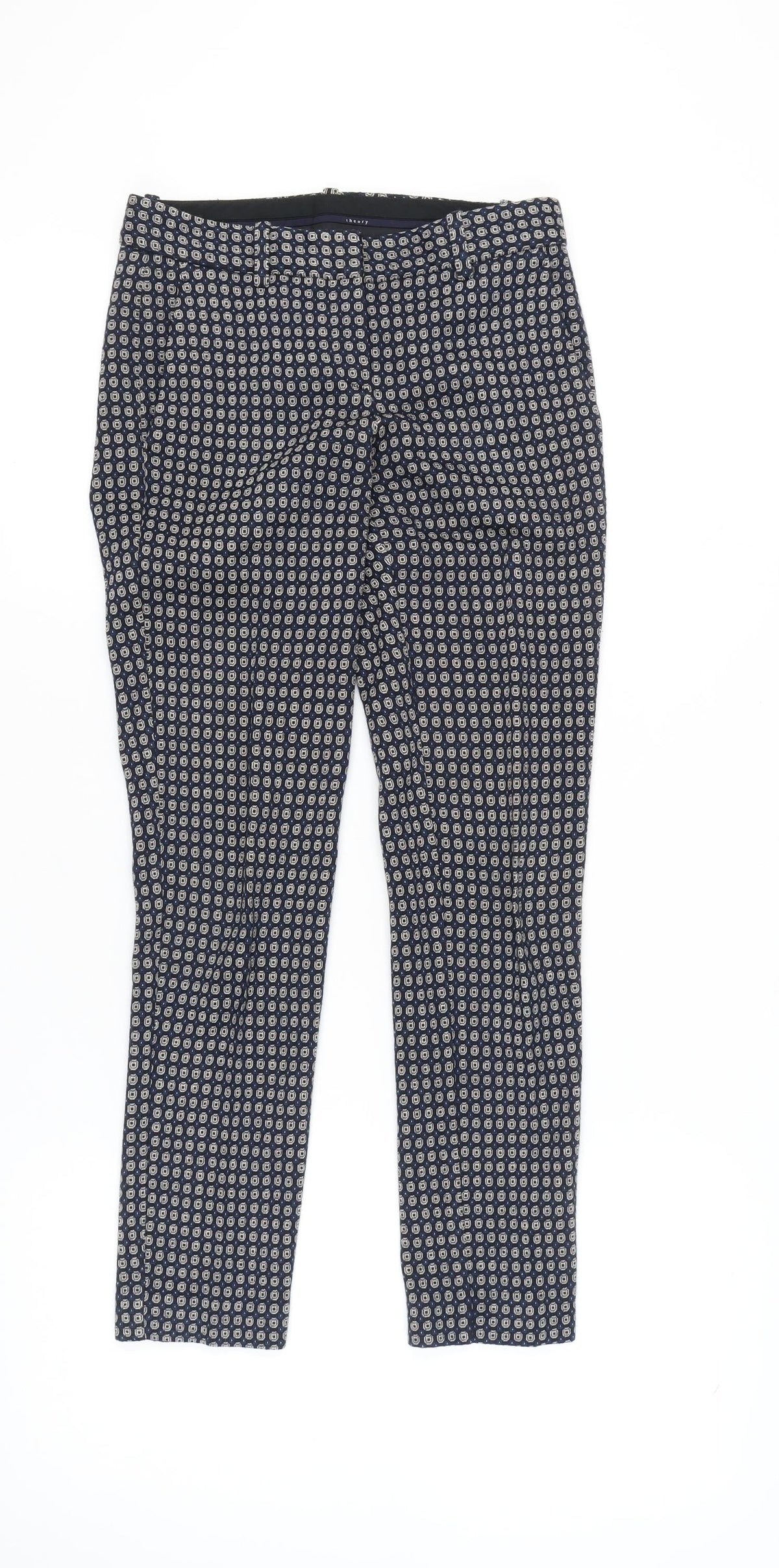 Theory Women's Blue Geometric Dress Pants 2XS