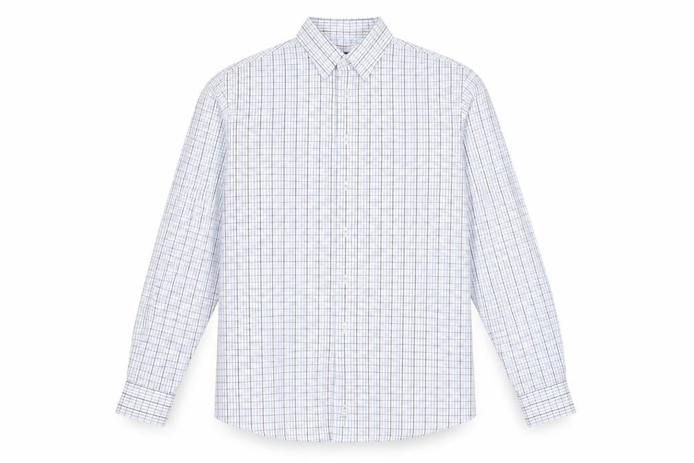 DoubleTWO Mens Blue Check Button-Up Shirt Size 16