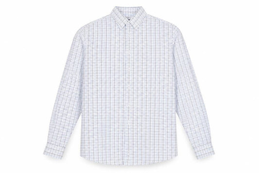 DoubleTWO Mens Blue Check Button-Up Shirt Size 16