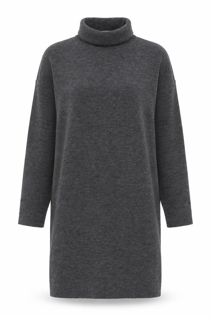 Mango Women's Grey Jumper Dress Size 12 High Neck