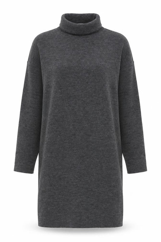 Mango Women's Grey Jumper Dress Size 12 High Neck