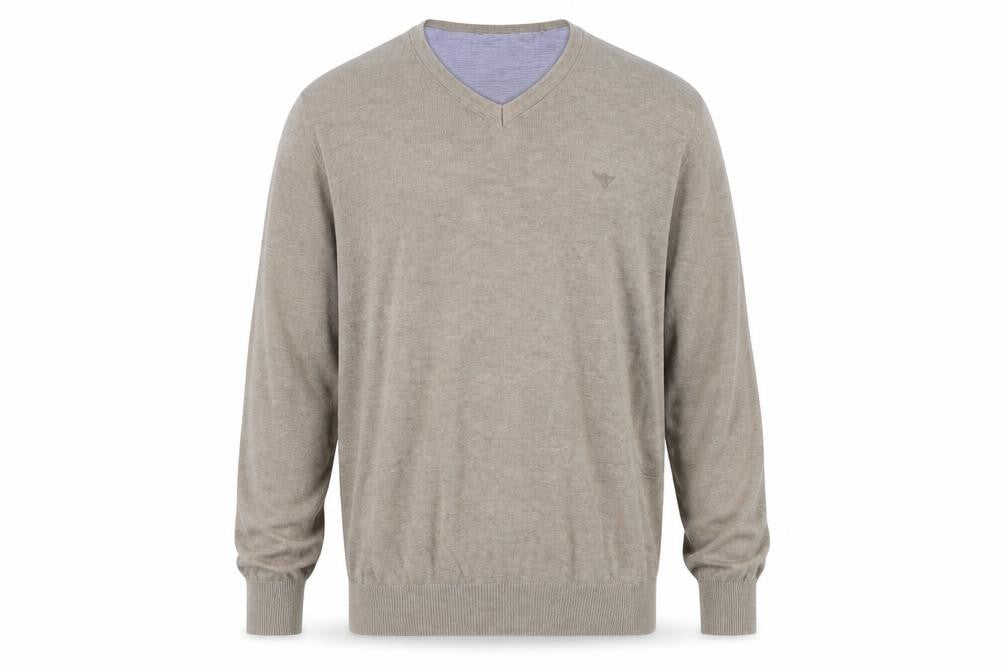 Morley Men's Beige V-Neck Jumper - Size M