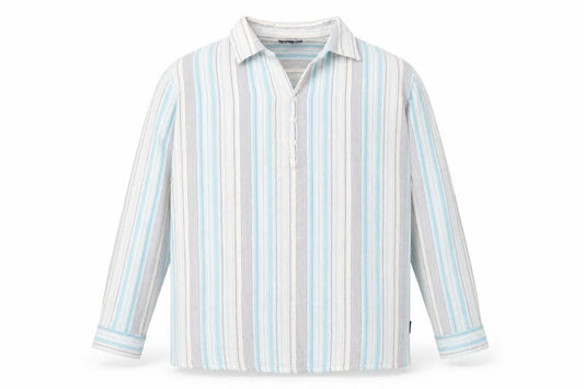 Cotton Traders Men's Blue Striped Long Sleeve Shirt 2XL